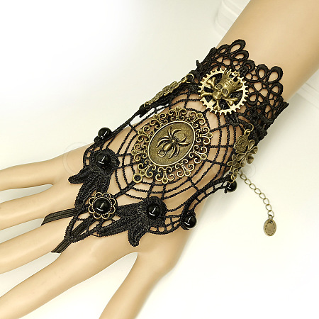 Gothic Style Cloth Lace Finger Ring Bracelets for Women WG5EAD4-01-1