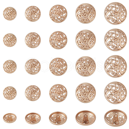 Olycraft 25Pcs 5 Styles 1-Hole Retro Zinc Alloy Shank Buttons BUTT-OC0001-57C-1