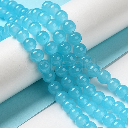 Baking Painted Imitation Jade Glass Round Bead Strands DGLA-Q021-8mm-06-1