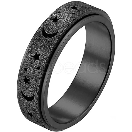 Stainless Steel Moon and Star Rotatable Finger Ring MOST-PW0001-005D-02-1