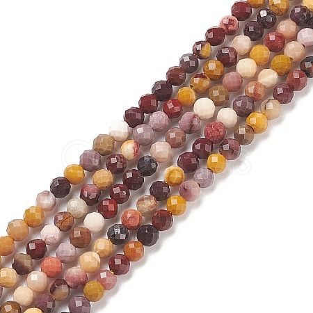 Natural Mookaite Faceted Round Beads Strands G-A129-3mm-19-1-1