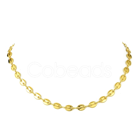 Brass Coffee Bean Chain Necklace for Women NJEW-JN04910-1