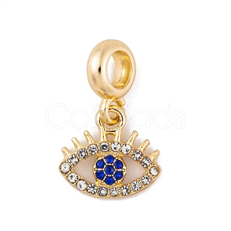 Rack Plating Alloy Crystal & Capri Blue Rhinestone European Dangle Charms FIND-C055-17G-1