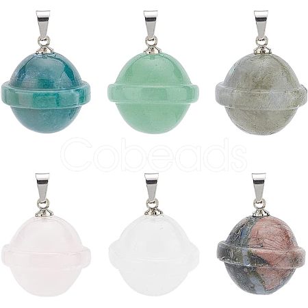 Unicraftale 6Pcs 6 Styles Natural Mixed Stone Pendants FIND-UN0001-38-1