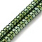 Electroplated Synthetic Non-magnetic Hematite Beads Strands, Disc, Heishi Beads, Green Plated, 6x3mm, Hole: 1mm, about 135~138pcs/strand, 15.47''~15.75''(39.3~40cm)