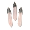 Natural Rose Quartz Pointed Big Pendants, Faceted Bullet Charms with Rack Plating Antique Silver Tone Alloy Findings, Cadmium Free & Lead Free, 58x11x11mm, Hole: 5x4mm