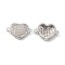 Brass Micro Pave Clear Cubic Zirconia Connector Charms, Heart Links, Platinum, 10x16x4mm, Hole: 1.4mm