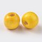 Natural Maple Wood Beads, Dyed, Round, Yellow, 12x10.5mm, Hole: 3mm, about 1800pcs/1000g