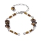 Natural Tiger Eye Chips & Handmade Seed Beads Bracelet Making, with 304 Stainless Steel Ends Chains, 7 inch(17.9cm)