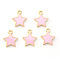 Light Gold Plated Alloy Enamel Pendants, Star, Pearl Pink, 14x12.5x1.5mm, Hole: 1.2mm