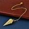 Rack Plating Brass Cone Dowsing Pendulum Pendants, with Cable Chain & Lobster Claw Clasps, Golden, 233mm, Hole: 2mm