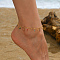 Colorful Glass Rectangle Charm Anklets for Women, Real 18K Gold Plated