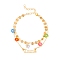 Constellation Alloy & Glass Seed Beads Double Layer Colorful Flower Anklets, Golden, Taurus, 11 inch(28cm)