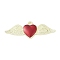 Rack Plating Alloy Enamel Pendants, Cadmium Free & Nickel Free & Lead Free, Heart with Wing Charm, Golden, 11.5x31.5x2mm, Hole: 1.6mm