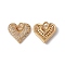 Rack Plating Brass Charms, with Cubic Zirconia & Jump Ring, Heart Charm, Cadmium Free & Lead Free, Long-Lasting Plated, Real 18K Gold Plated, 11.5x12x2.5mm, Hole: 3mm