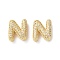 Rack Plating Brass Micro Pave Cubic Zirconia Slide Charms, Long-Lasting Plated, Lead Free & Cadmium Free, Real 18K Gold Plated, Letter, Letter N, 14x11.5x4.7mm, Hole: 10.5x1.7mm