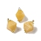 Two Tone Acrylic Pendants,  with Brass Loops, Rhombus, Goldenrod, 21.5x12.5x12.5mm, Hole: 1.6mm