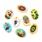 Natural Freshwater Shell Double Face Printed Oval Charms, Mixed Shapes, 14.5x10x2.3mm, Hole: 1.6mm