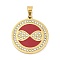 304 Stainless Steel Charms, with Rhinestone and Enamel, Real 18K Gold Plated, Red, Flat Round, 27.5x24.5x2mm, Hole: 6.5x4mm