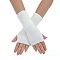 Acrylic Fibers Knitting Long Fingerless Gloves, Arm Warmer, Winter Warm Gloves with Thumb Hole, White, 200x70mm