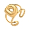 304 Stainless Steel Finger Ring, Real 18K Gold Plated Cuff Ring, Letter D, Inner Diameter: 18mm, Letter: 14~15x6.5~19mm