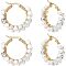 Unicraftale 304 Stainless Steel Hoop Earrings, Beaded Hoop Earrings, with Natural Howlite Beads, Ring, 32~33x31.5~33x7.5~8mm, Pin: 0.7x1mm, 2pairs/box