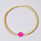 Brass Bead Stretch Bracelets for Women, with Plastic Cross, Deep Pink, 6-7/8 inch(17.5cm)