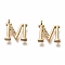 Brass Micro Pave Clear Cubic Zirconia Charms, Cadmium Free & Lead Free, Long-Lasting Plated, Alphabet, Letter.M, 11x11x3mm, Hole: 1.4mm