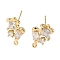 Brass with Clear Cubic Zirconia Stud Earring Findings, Nuggets, Real 14K Gold Plated, 20x13mm, Hole: 1.4mm, Pin: 0.5x14mm