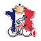 French Theme Printed Wood Pendants, Cycling, FireBrick, 44.5x42~43x2.5mm, Hole: 2mm