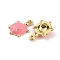 Alloy Enamel Pendants, Golden, Tortoise, Hot Pink, 19x12x4mm, Hole: 1.6mm