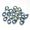 Glass Pendants, with Golden Tone Brass Findings, Faceted, teardrop, Dodger Blue, 23x15x7mm, Hole: 1.5~2mm