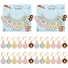 12Pcs 6 Colors Alloy Enamel Donut Charm Locking Stitch Markers HJEW-PH01684-1