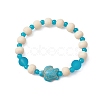 3 Pcs Synthetic Turquoise & Wood & Glass Beaded Stretch Bracelets for Boys Girls BJEW-JB11125-3