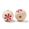 Christmas Snowflake Printed Wood European Beads WOOD-Q049-01A-2