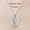 Non-Tarnish 201 Stainless Steel Hollow Sun & Moon Pendant Necklace NJEW-OY001-70-3