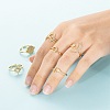 6Pcs 6 Styles Brass Micro Pave Clear Cubic Zirconia Cuff Rings RJEW-LS0001-34G-6