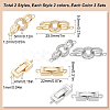 SUNNYCLUE 12Pcs 4 Style Brass Micro Pave Clear Cubic Zirconia Fold Over Clasps & Brass Fold Over Clasps KK-SC0004-10-2