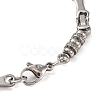 Tarnish Resistant 304 Stainless Steel Rondelle Byzantine Chain Bracelets BJEW-B078-92P-3