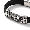 Men's Braided Black PU Leather Cord Bracelets BJEW-K243-35AS-2