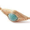 Natural Amazonite & Pearl Cuff Bangle BJEW-JB10119-02-3