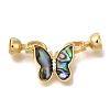 Brass & Abalone & Shell Fold Over Clasps KK-K389-129G-1