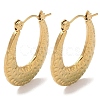 Texture Oval 201 Stainless Steel Half Hoop Earrings for Women EJEW-G385-34G-1