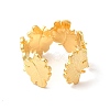 Ion Plating(IP) 304 Stainless Steel Maple Leaf Open Cuff Ring for Women RJEW-E063-18G-3