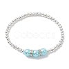 ABS Plastic Imitation Pearl & Brass Beaded Stretch Bracelet BJEW-JB10155-3