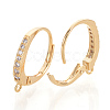 Brass Cubic Zirconia Huggie Hoop Earring Findings X-KK-S340-43G-2