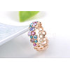 Real 18K Rose Gold Plated Alloy Czech Rhinestone Wide Band Finger Rings RJEW-AA00348-7#-RG-3