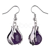 Natural Amethyst Palm Dangle Earrings EJEW-A092-09P-07-2