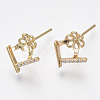 Brass Micro Pave Cubic Zirconia Earring Findings KK-S356-050G-NF-1