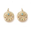 Brass Micro Pave Cubic Zirconia Hammered Pendants ZIRC-L098-011G-1